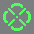Custom drawn crosshair in the shape of a green circle around a diagonal cross and dot.